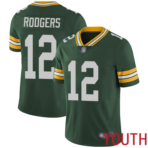 Green Bay Packers Limited Green Youth #12 Rodgers Aaron Home Jersey Nike NFL Vapor Untouchable